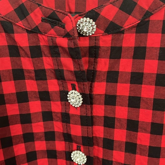 Talbots Red/Black checked tunic Size LP - Picture 2 of 2